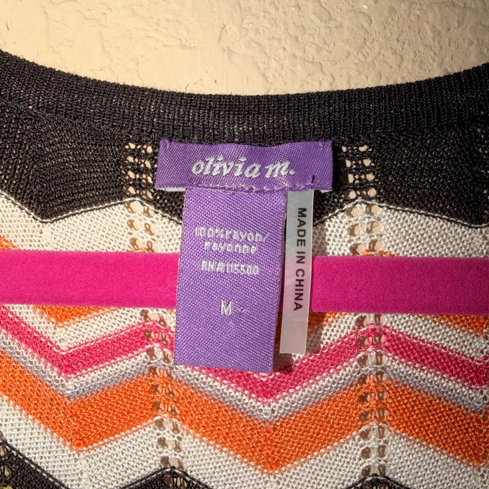 Multicolor Chevron Pattern Women's Bat Sleeve Swe… - image 5